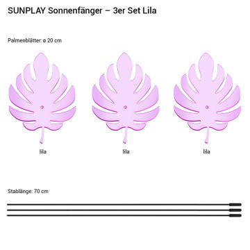 Palmenblätter Lila  3x 20cm