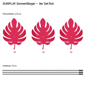Palmenblätter 3x 20cm Rot